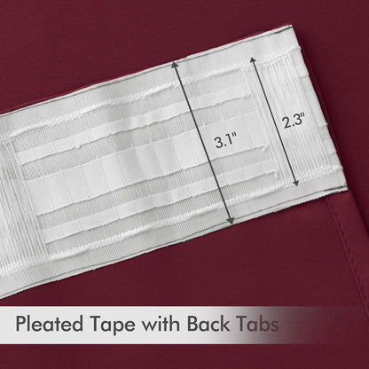 MIULEE Wine Red Back Tab Blackout Curtains 108 Inch Long 2 Panels Set for Bedroom, Rod Pocket/Pinch Pleat Extra Long Thermal Insulated Living Room Darkening Pleated Light Blocking Drapes