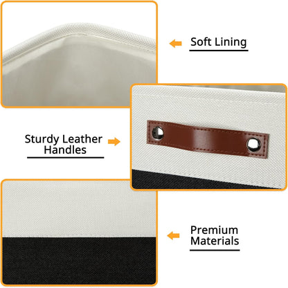 DULLEMELO Storage Baskets, 13 Inch Cube Storage Bins for Shelves Closet Nursery Toy Storage, Foldable Linen Closet Organizers Storage Baskets for Toy Closet Storage?4 Pack - 13" White&Black)