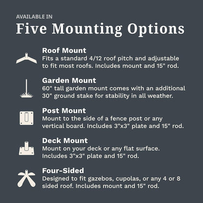 EZ Vane Steel Birdhouse Weathervane 80” Height, Includes Metal Garden Mount, Wind Cups & Brackets | Hand-Crafted and Family-Owned, Made in The USA with Triple Powder Coating, Limited