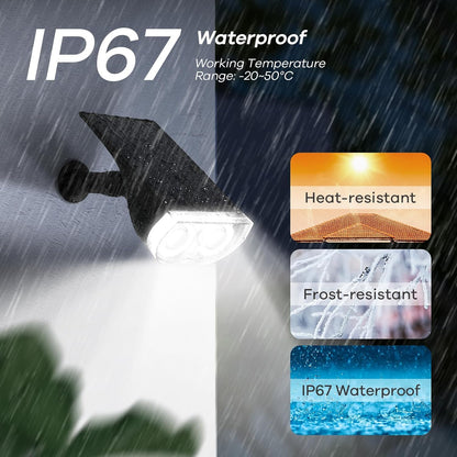 Linkind Solar Lights Outdoor Waterproof IP67, StarRay Dusk-to-Dawn Outdoor Solar Lights, 3 Lighting Modes Solar Spot Lights Outdoor for Garden, Yard, Landscape (Daylight, 2 Pack)
