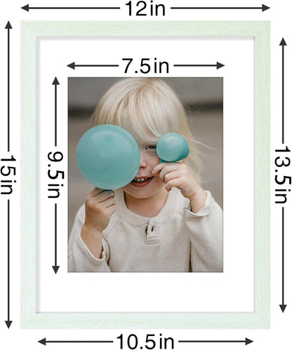 Vittanly 11x14 Picture Frames Set of 9, Shatter Resistant Plexiglass, Display 8x10 Pictures with Mat or 11x14 without Mat, Photo Frames for Wall or Tabletop, Engineered Wood, Vintage Green