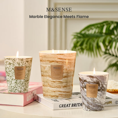 M&SENSE EucalyptusMint Scented Candles for Home, 3-Wick Highly Scented Jar Candles, Extra Large Candle 35 Oz 150 Hours Long Lasting Burning, Relaxing Aromatherapy Candle for Stress Relief, Meditation