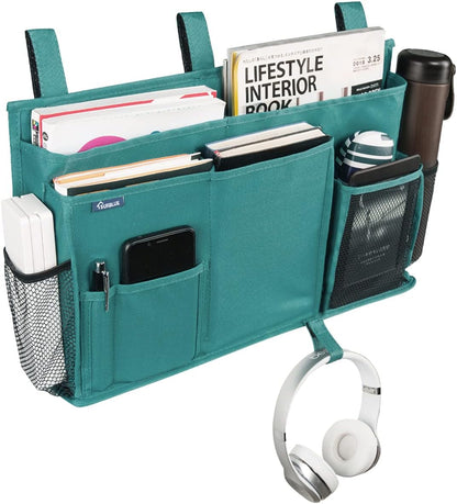 Surblue Caddy Hanging Organizer Bedside Storage Bag for Bunk and Hospital Beds, Teal, L