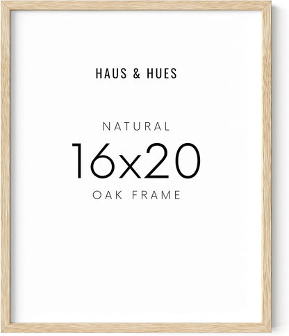 HAUS AND HUES Beige Oak Wood 16x20 Picture Frame - Modern Wood Wall Art Display - Lightweight 16x20 Frame for Art Prints, Photos, Posters - Ready-to-Hang Vertically & Horizontally