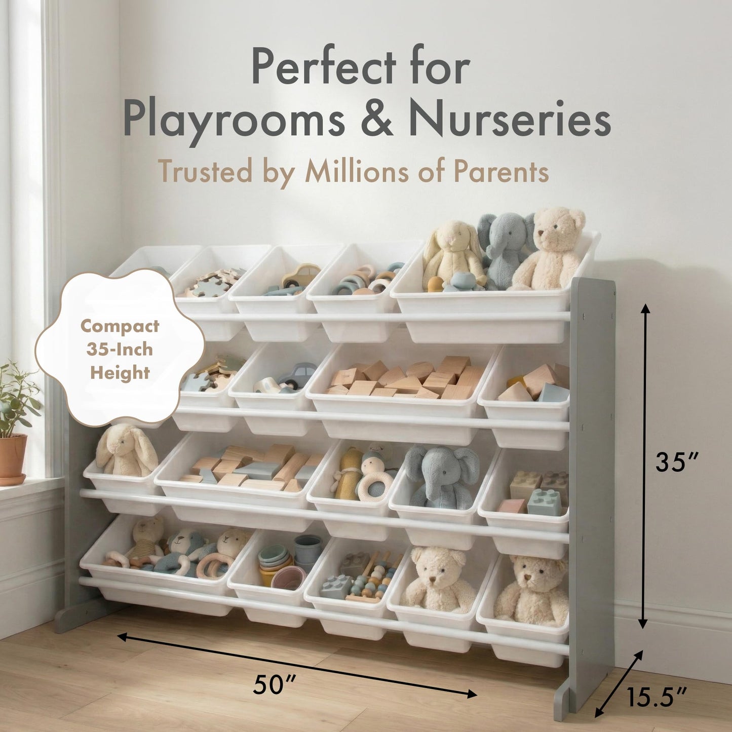 Humble Crew Kids Toy Organizer with 20 Bins, 4 Tier Storage for Playroom