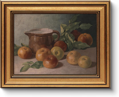 HUARCEY Gold Framed Vintage Wall Art for Living Room Harvest Apples Still Life Oil Painting Artwork Shelf Decor Abstract Picture Canvas Print Farmhouse Fruit Wall Decor Bedroom Kitchen Bathroom 8"x10"