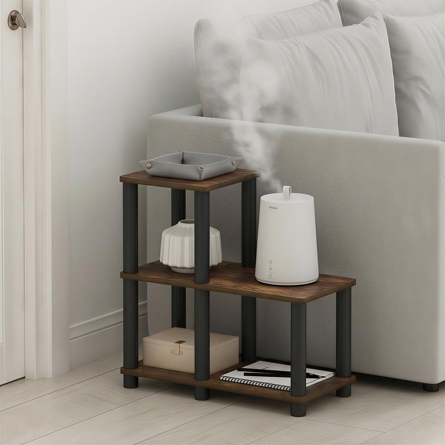 Furinno Turn-N-Tube Storage Shelves, 3-Tier Ladder Book Shelf with Open Frame Design, 3-Cube