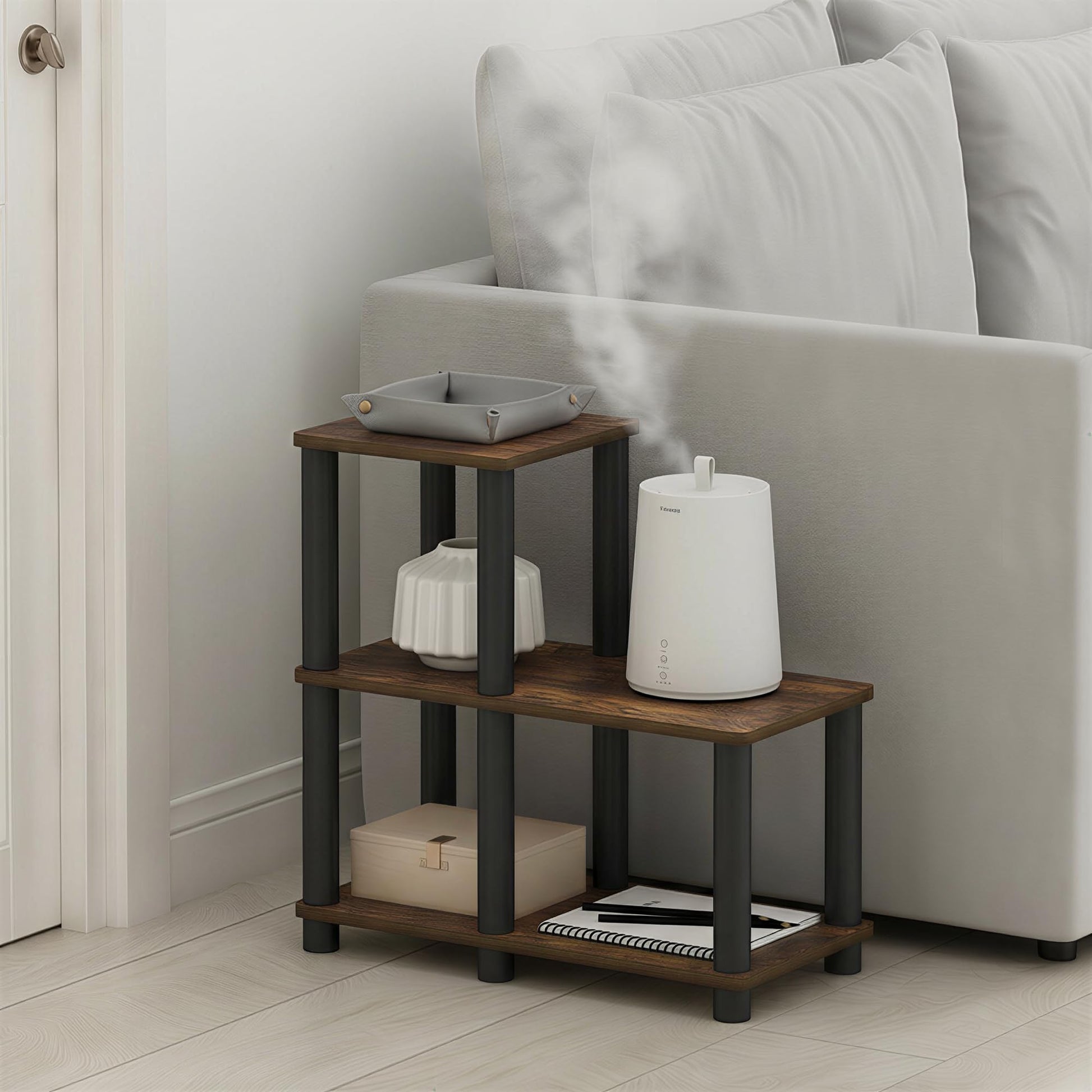 Furinno Turn-N-Tube Storage Shelves, 3-Tier Ladder Book Shelf with Open Frame Design, 3-Cube