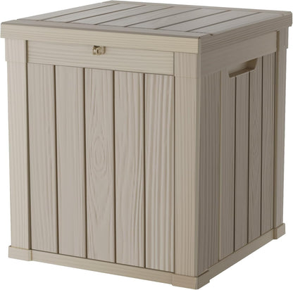 50 Gallon Double-Wall Resin Deck Box - Lockable Waterproof Outdoor Storage Box, 515lbs Capacity & Doubles as Seating for Patio Furniture - Garden Tools, Pool Accessories (Brown)