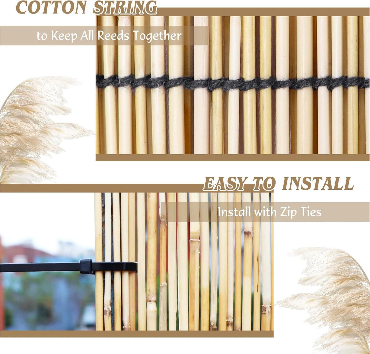 Natural Reed Fencing Rolls,6FT X 16.4FT Reed Screen Curtain Fence Covering Privacy Bamboo for Outdoor Backyard Patio（Yellow）