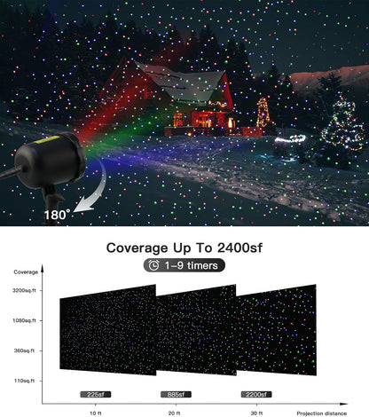 Christmas Projector Lights Outdoor, 3 Color Laser Light Projector,Waterproof Firefly Lights Show with Remote Control for Christmas, Home Decor,Christmas Gift, Wedding, Party, Garden