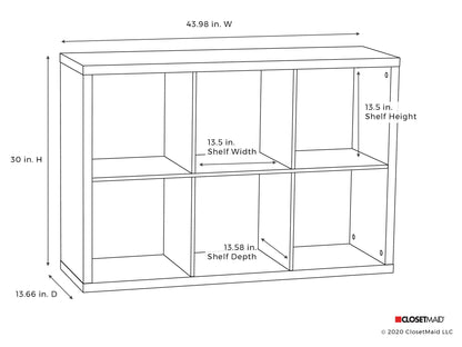 ClosetMaid 6 Cube Storage Shelf Organizer Bookshelf with Back Panel, Easy Assembly, Wood, Dark