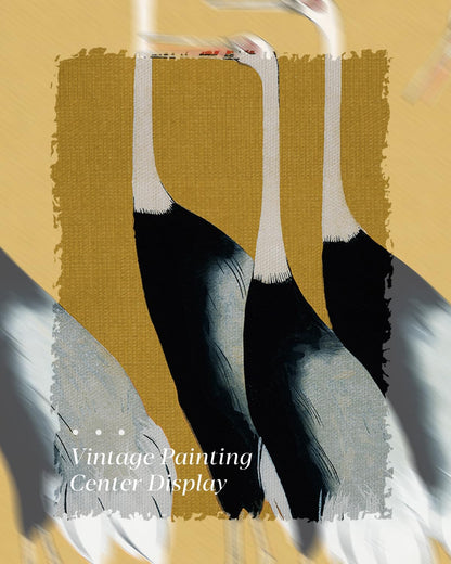 HUARCEY Gold Framed Vintage Wall Art for Living Room, Animals Painting Prints Shelf Decor for Kitchen, Aesthetic Bedroom Wall Art Decor, Christmas Gifts for Friends or Family (Seven Cranes - 8"x10")