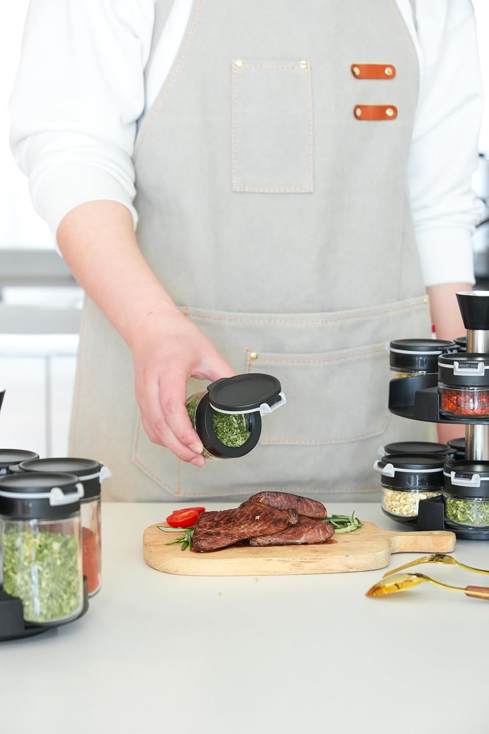 360 rotating 2 tier 12 jars spice rack (12 spice jars) Revolving Seasoning Organizer. Spinning Spice Rack for Counter top and Cabinet