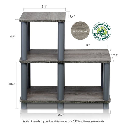 Furinno TURN-N-TUBE Storage Shelves, 2-Tier Ladder Shape Book Shelf with Open Frame Design, 3-Cube