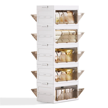 QudraKast 5-Tier Stackable Plastic Storage Bins - 23QT Stackable Storage Bins - Closet Organization