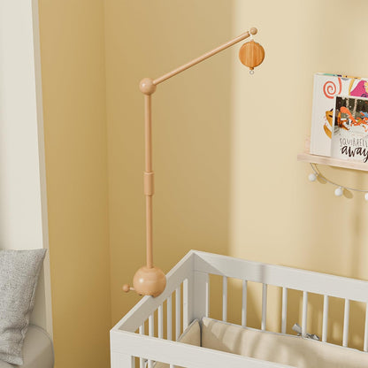 Crib Mobile Arm with Music Box,32.5 Inch Crib Mobile Stand,Wooden Mobile Arm for Crib (2 Modes,360°Adjustable,100% Beech Wood) Baby Crib Mobile for Boy and Girl