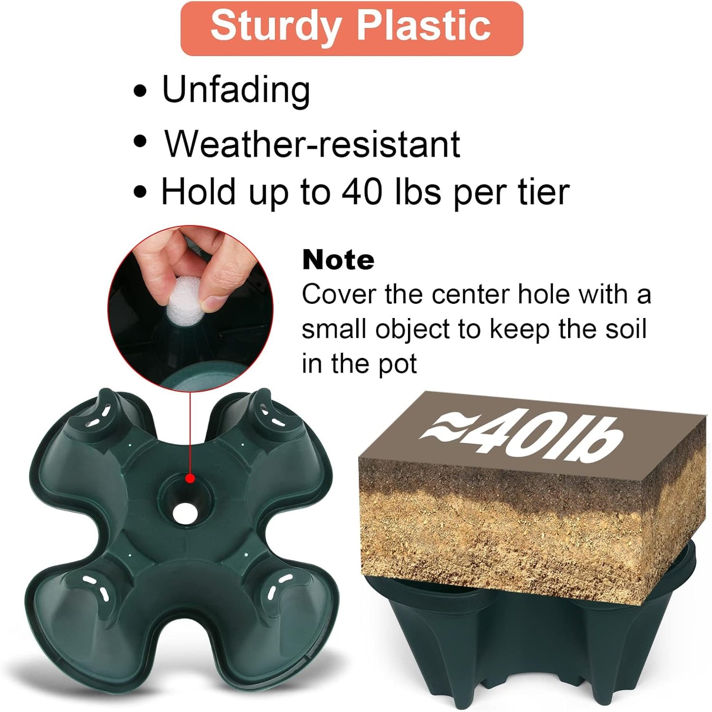 Vertical Planter 6 Tier Stackable Planters Garden Planters Strawberry Herb Flower and Vegetable Planter Indoor Outdoor Gardening Pots with Removable Wheels and Tools