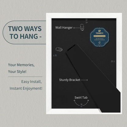 9x12 Frame 3 Pack - White Woodgrain, HD Tempered Glass, 9 x 12 Picture Frame for Photos, Tabletop or Wall Display