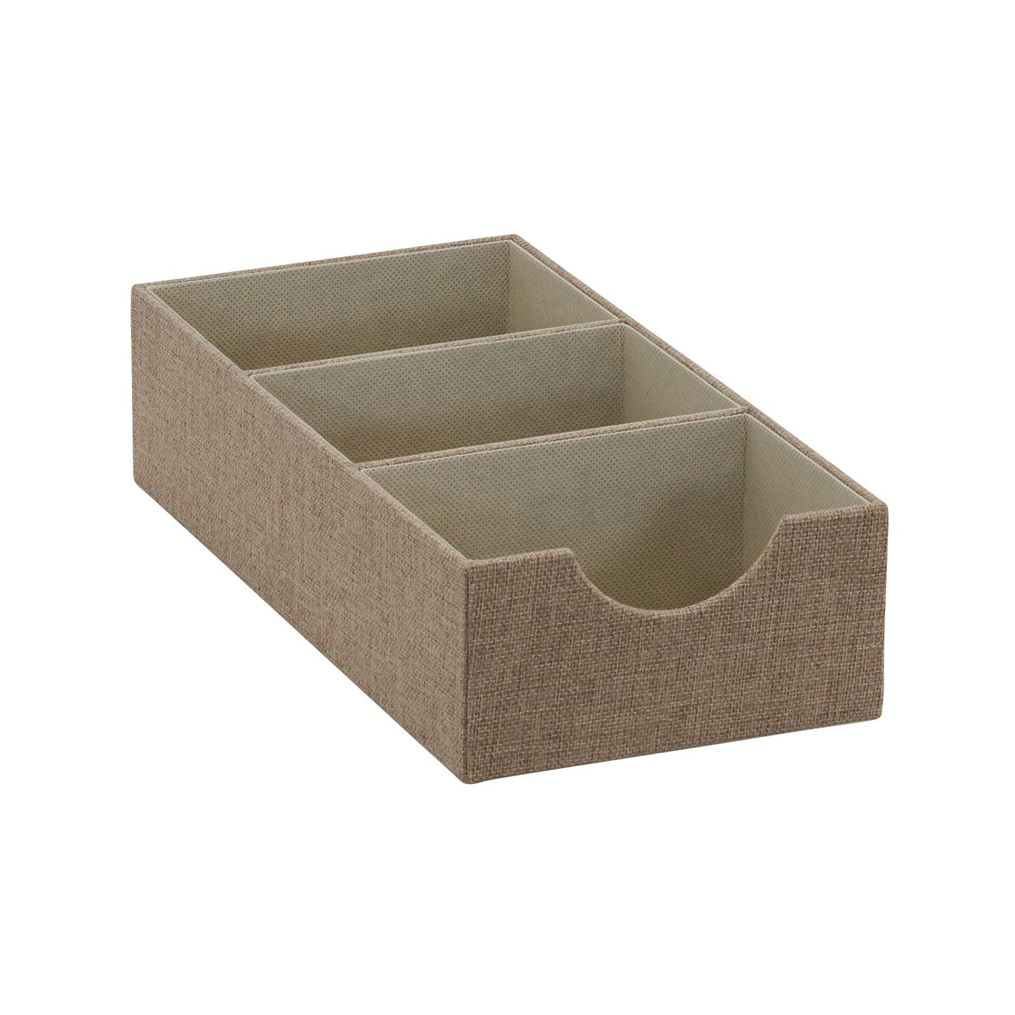 Household Essentials Brown 722-1 Deep 3 Section Drawer Organizer Box for Storage | 12 in x 6.13 in