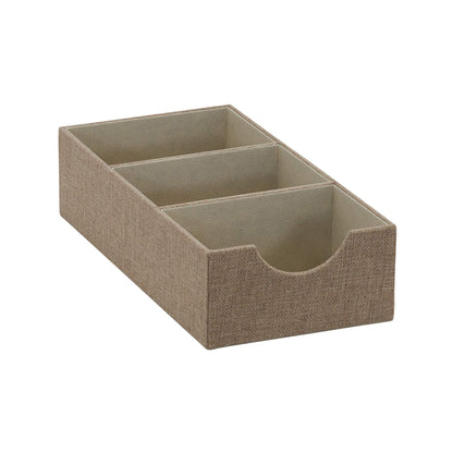 Household Essentials Brown 722-1 Deep 3 Section Drawer Organizer Box for Storage | 12 in x 6.13 in