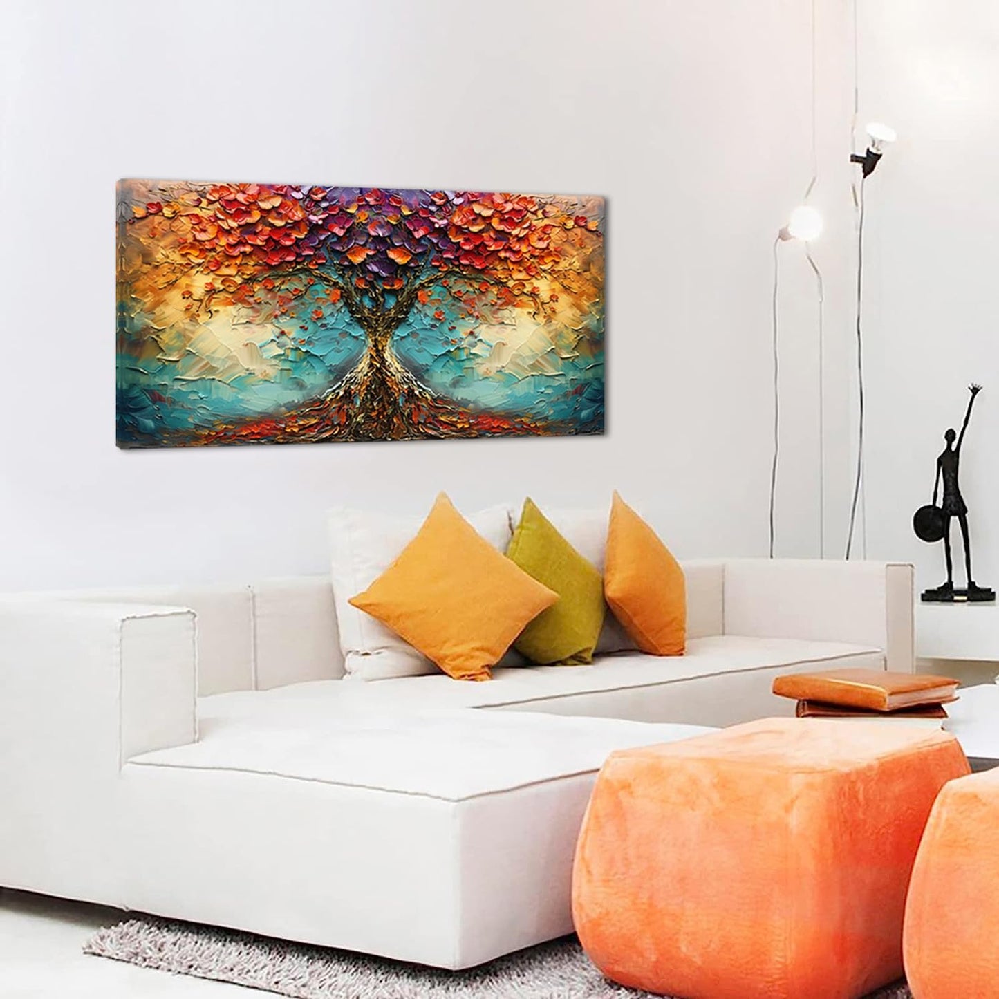 LASMOND Beautiful Colorful Tree Amazing Art Plants Wall Art Decor Artwork for Living Room (30x60 Inches)