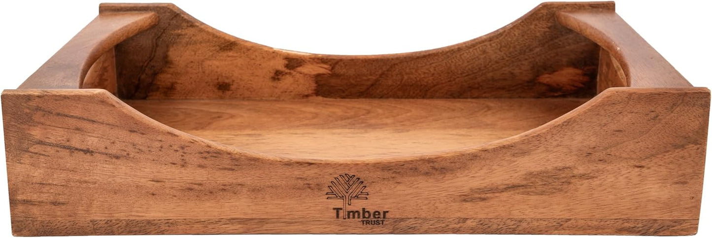 Wooden Serving Tray with Handles – Large 16"x10"x3.5" Mango Wood Decorative Rectangular Platter for Breakfast, Lunch, Dinner, Coffee & Tea – Ideal for Table, Lap, Couch, BBQ & Party Use