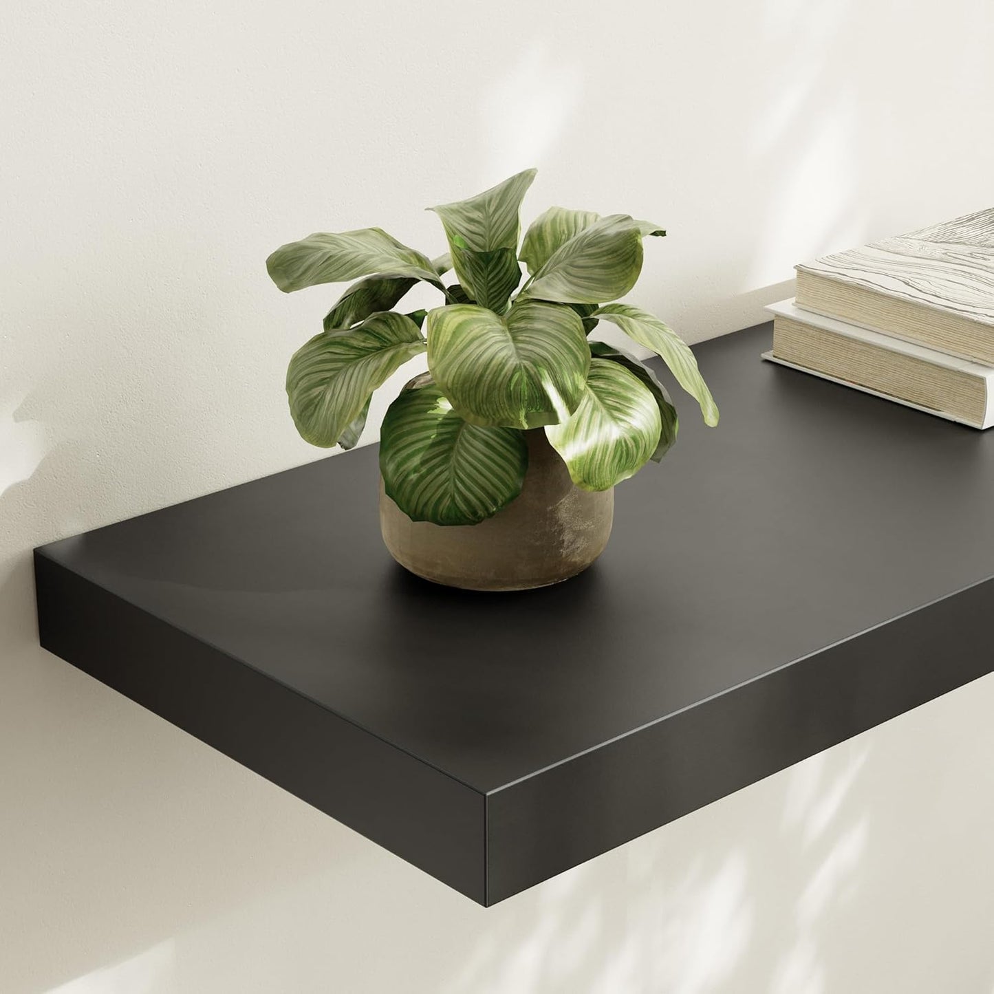 Large Floating Shelves for Wall Set of 1 Wooden Wall Shelves 30 in x 12.75 in x 2 in Room Decor Long Shelf with Invisible Wall Mount Bracket for Bedroom Kitchen Living Room Black