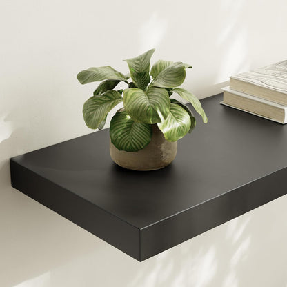 Large Floating Shelves for Wall Set of 3 Wooden Wall Shelves 24 in x 12.75 in x 2 in Room Decor Long Shelf with Invisible Wall Mount Bracket for Bedroom Kitchen Living Room Black