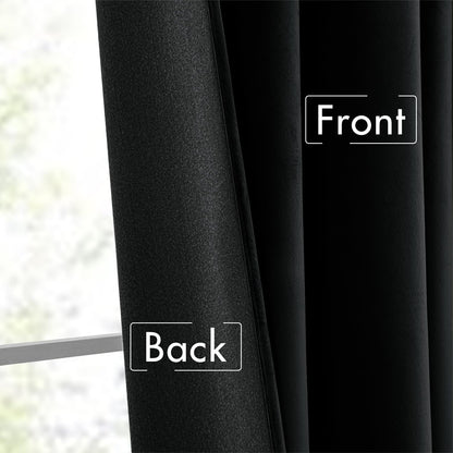 MIULEE Black Velvet Curtains 90 inches Long 2 Panels - Luxury Pinch Pleated Room Darkening Window Drapes for Bedroom Living Room Thermal Insulated Super Soft Blackout, Back Tab Rod Pocket