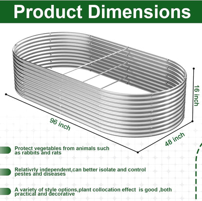 2 Pack 8x4FT Tall Galvanized Raised Garden Bed Outdoor,Metal Garden Bed for Vegetables,Steel Raised Beds for Gardening,Above Ground Garden Box for Flower-3L0