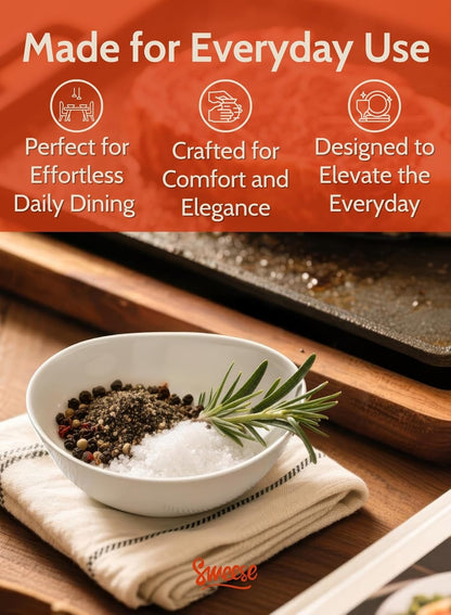 Sweese 4 oz Porcelain Bowls Set of 6 - White, Small Dipping/Snack/Sauce/Condiment Dish - Microwave, Dishwasher Oven Safe