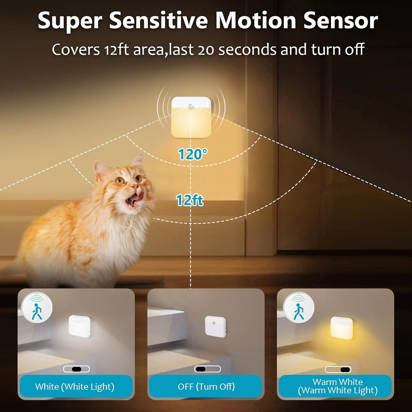 USB Rechargeable Battery Night Light Indoor,Stick-on Motion Sensor Puck Night Lights-No Need Plug Into Wall, Mini Motion Sensor Closet Lights for Stair Hallway Bedroom Toilet Cabinet, 6 pcs,2 Colors