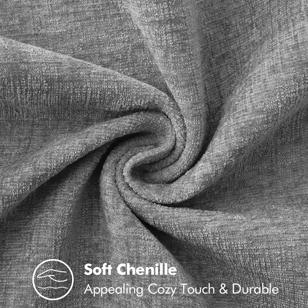 MIULEE Pack of 2 Couch Throw Pillow Covers 12x20 Inch Dark Gray Farmhouse Decorative Pillow Covers with Stitched Edge Soft Chenille Solid Dyed Spring Pillow Covers for Sofa Bed Living Room