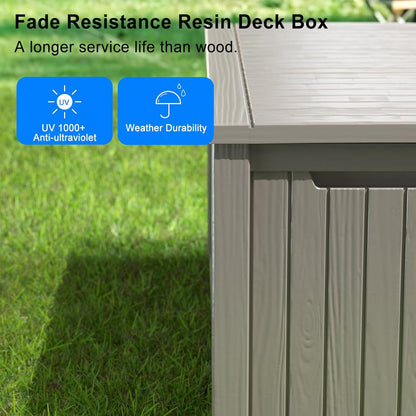 150 Gallon Outdoor Storage Box – Waterproof Deck Box for Patio & Garden,Light Brown