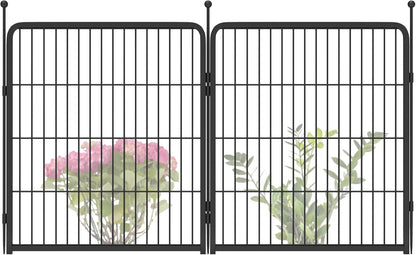 FXW Garden Fence Outdoor for The Yard – 32in(H) x 4.5ft(L) Heavy Duty Metal Animal Barrier for Dog and Rabbit, Decorative Dog Fence, 2 Panels, Black
