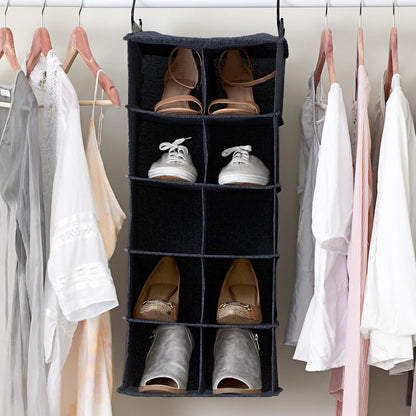Household Essentials Hanging Cotton Blend and Plastic Closet Shoe Organizer with 10 Storage