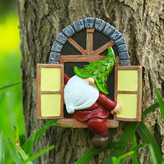 Whimsical Fairy Garden Gnome Statue, Tree Faces Decor Outdoor -5.9 Inch, Funny Garden Tree