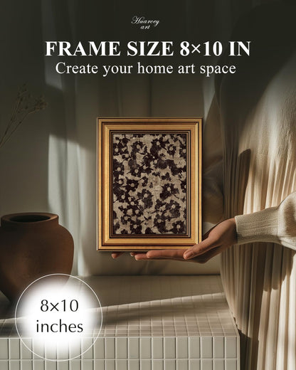 HUARCEY Gold Framed Vintage Wall Art for Living Room, Flowers Painting Prints Shelf Decor for Kitchen, Aesthetic Bedroom Wall Art, Christmas Gifts for Friends or Family (Crushed Flower - 8"x10")