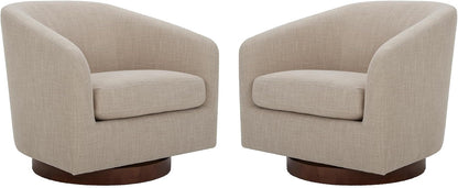 CHITA Swivel Accent Chair, FSC Certified Upholstered Fabric Barrel Chair for Living Room Set of 2, Fully Assembled, Flax Beige
