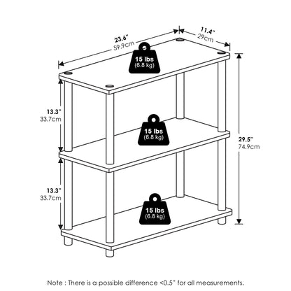 Furinno Turn-N-Tube Storage Shelves, 3-Tier Book Shelf, Corner Shelf, Toolless Open Shelves, for