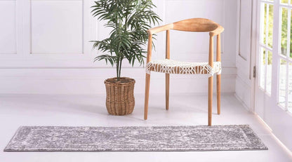 Unique Loom Rosso Collection Vintage, Traditional, Bohemian, Geometric, Distressed, Southwestern Area Rug (2' 7 x 10' 0 Runner, Gray/Ivory)