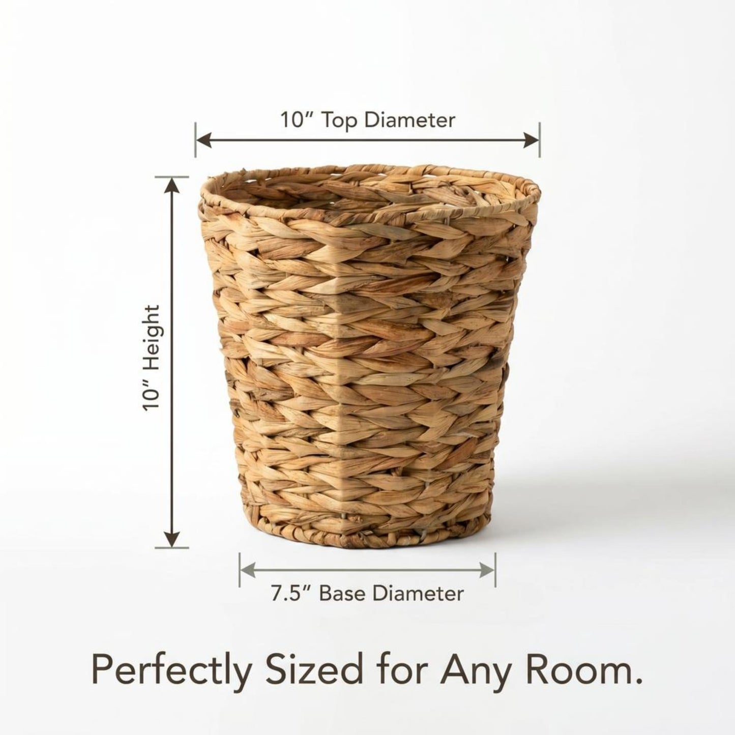 Household Essentials Wicker Waste Basket, Woven Leaf Basket with Wire Frame, Trash Bin or Storage