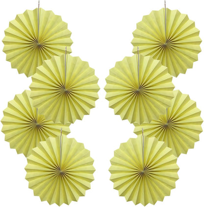 Yellow Hanging Paper Fans,Yellow Accessories Paper Decorations for Party,Color Party Decorations,Bee Themed Classroom Decor,12in Hanging Paper Fans 30 Color DIY Set （Light Yellow）