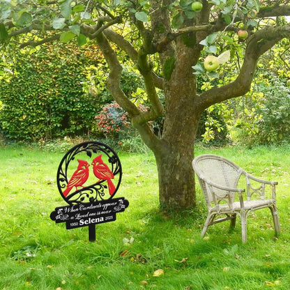 Personalized Cemetery Memorial Metal Stakes, Cardinals Memorial Grave Markers,Graden Decorations for Loss of Mother Father, Outdoor Sympathy Decor Gift