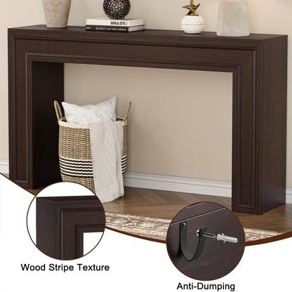 Rresyet 55 Inch Long Console Table, Sofa Table Behind Sofa, Wooden Entryway Table, Farmhouse Entryway Table for Entry, Hallway, Living Room (Cherry)