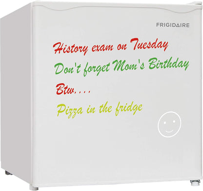 FRIGIDAIRE EFR107-WHITE, Mini Fridge for Dorm with White Board & Small Ice Freezer 1.6 Cu Ft Compact Refrigerator, White