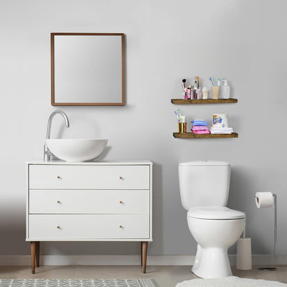 Sorbus Floating Shelves for Wall - 24" Bathroom Shelves, Wall Decor for Bedroom, Kitchen, Living Room, Home Decor & Book storage - Mounted Floating Shelf with Invisible Brackets (Rustic Brown, 2 Pack)