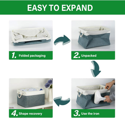 Bidtakay Fabric Storage Baskets for Shelves 3 Pack Large Storage Bins for Organizing Linen Collapsible Organizer for Closet-Deep Green