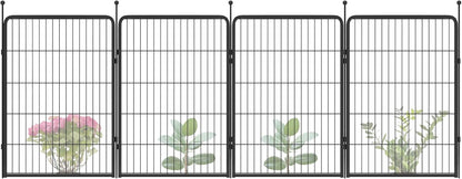 FXW Garden Fence Outdoor for The Yard – 40in(H) x 9.0ft(L) Heavy Duty Metal Animal Barrier for Dog and Rabbit, Decorative Dog Fence, 4 Panels, Black